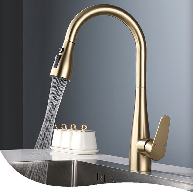 Kitchen Appliances White - Geborsteld Goud Uittrekbare Keukenkraan SUS304 Spoelbak