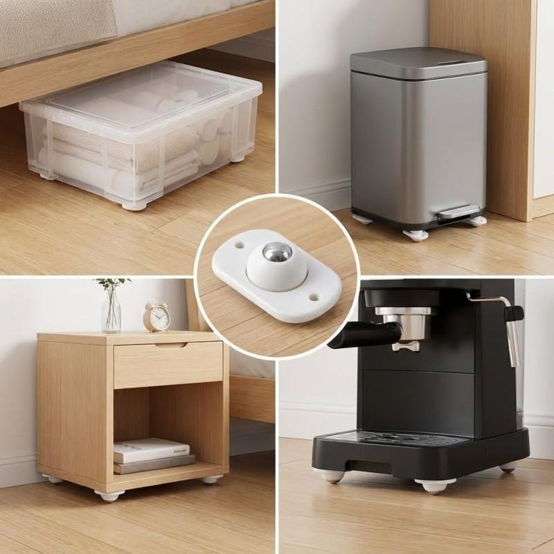 Kitchen Appliances White - 8 stuks zelfklevende zwenkwielen, apparaatrollen, apparaatschuifjes