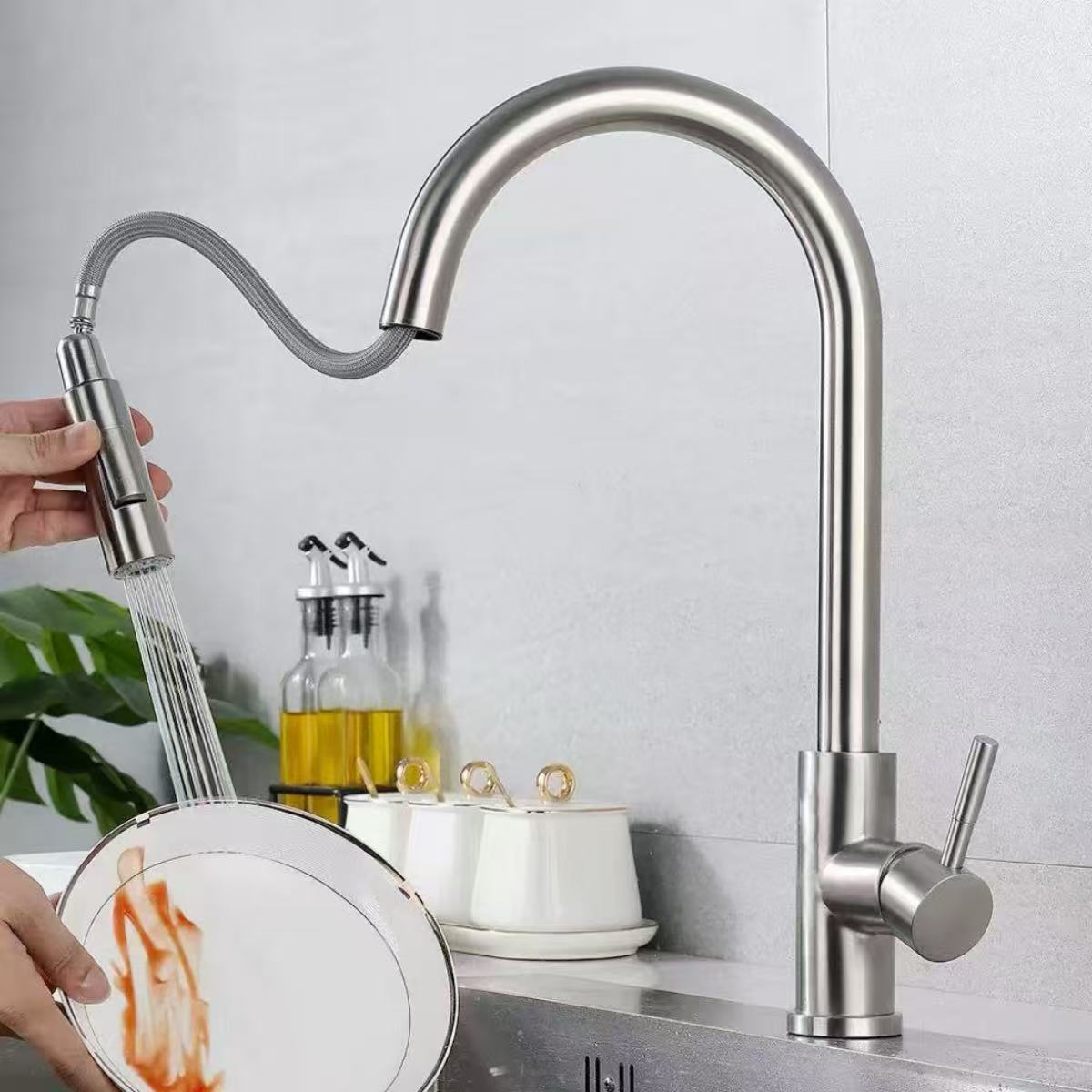 Kitchen Appliances Germany - Keukenkraan Flexibel Uittrekbaar 2 standen sproeikop