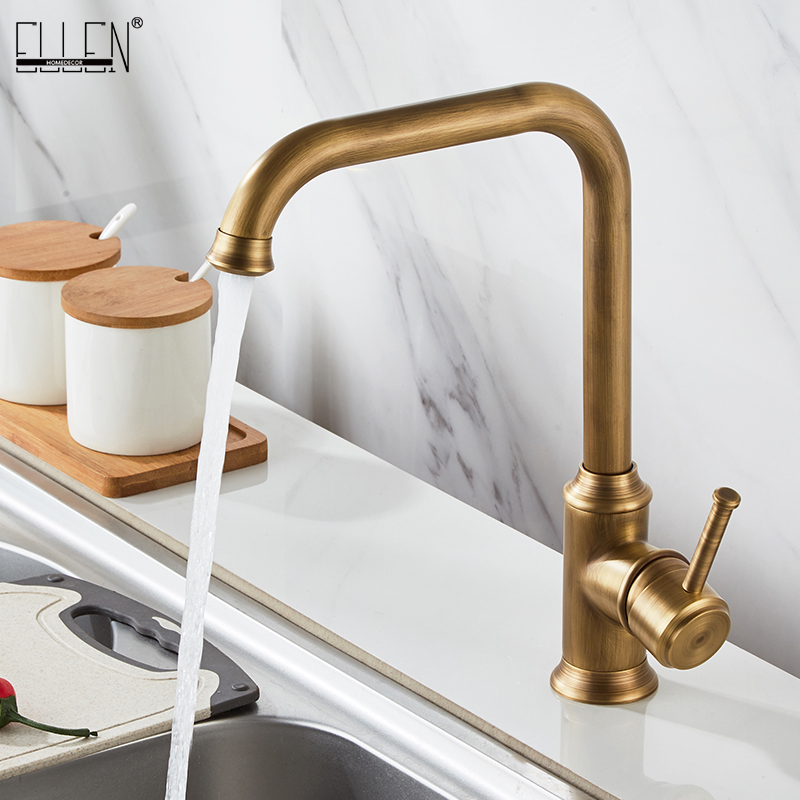 Kitchen Appliances White - ELLEN Antiek Brons Keukenkraan Warm Koud